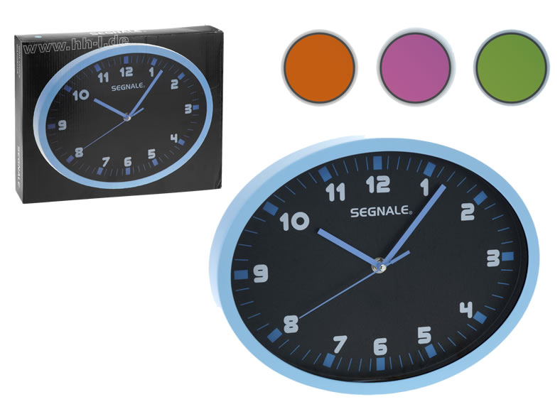 Wanduhr oval ca. 22,5 x 29 cm, 4farbig sortiert