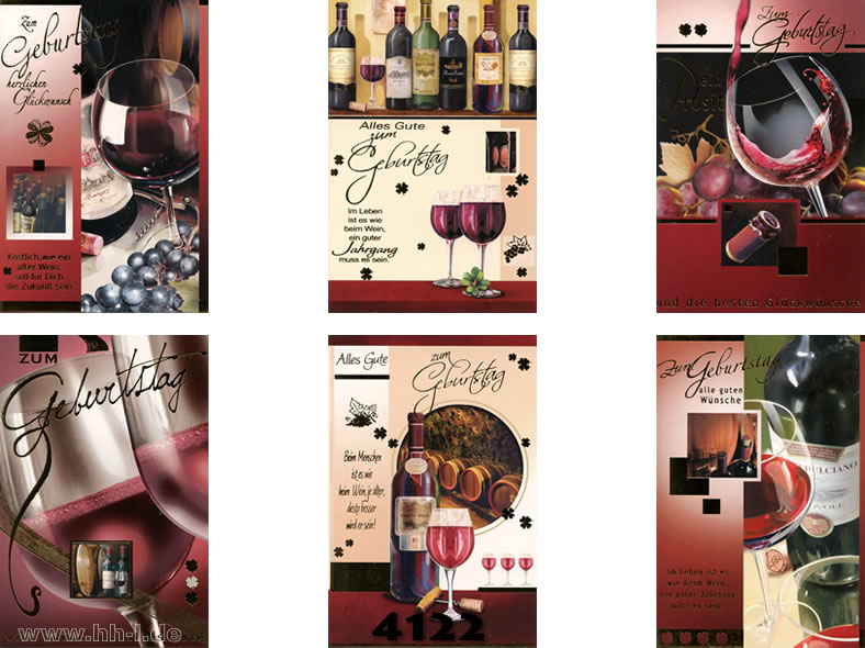 Geburtstags-Karte mit Weinmotiven