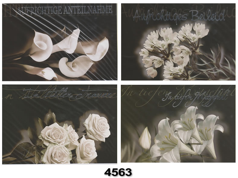 Trauer-Karte mit dezenten Blumenmotiven,