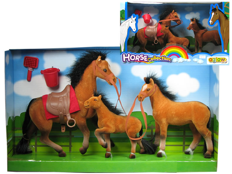 Fliska-Pferd 3er Set mit Zubehör, Größe 36x21x8 cm