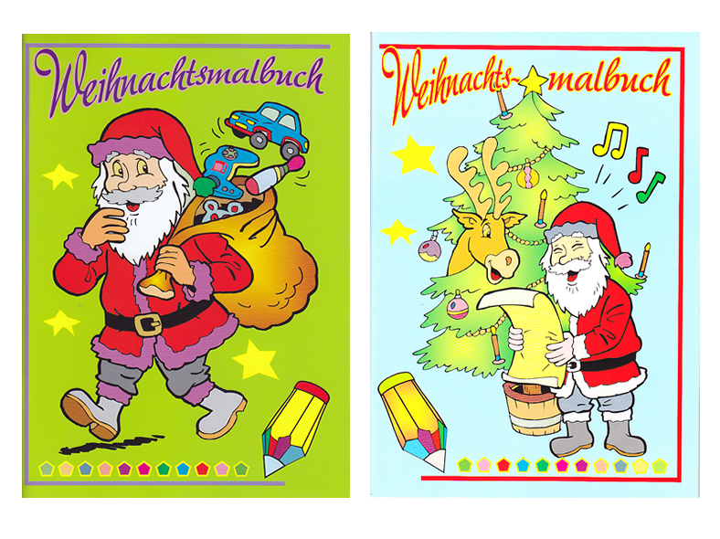 Malbücher Weihnachten 4fach sortiert, 21 x 29,5 cm DIN A4 48 Seiten