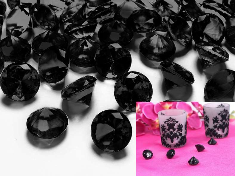 Deko-Steine aus Acryl, schwarz, Diamant 20 mm