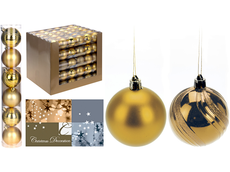 Weihnachtsbaumkugel 60 mm, Gold, 2 fach sortiert