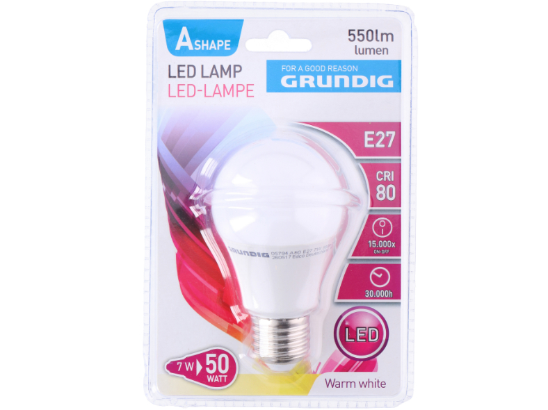 Grundig LED Lampe, LED Birne, E27 - A60,  7W