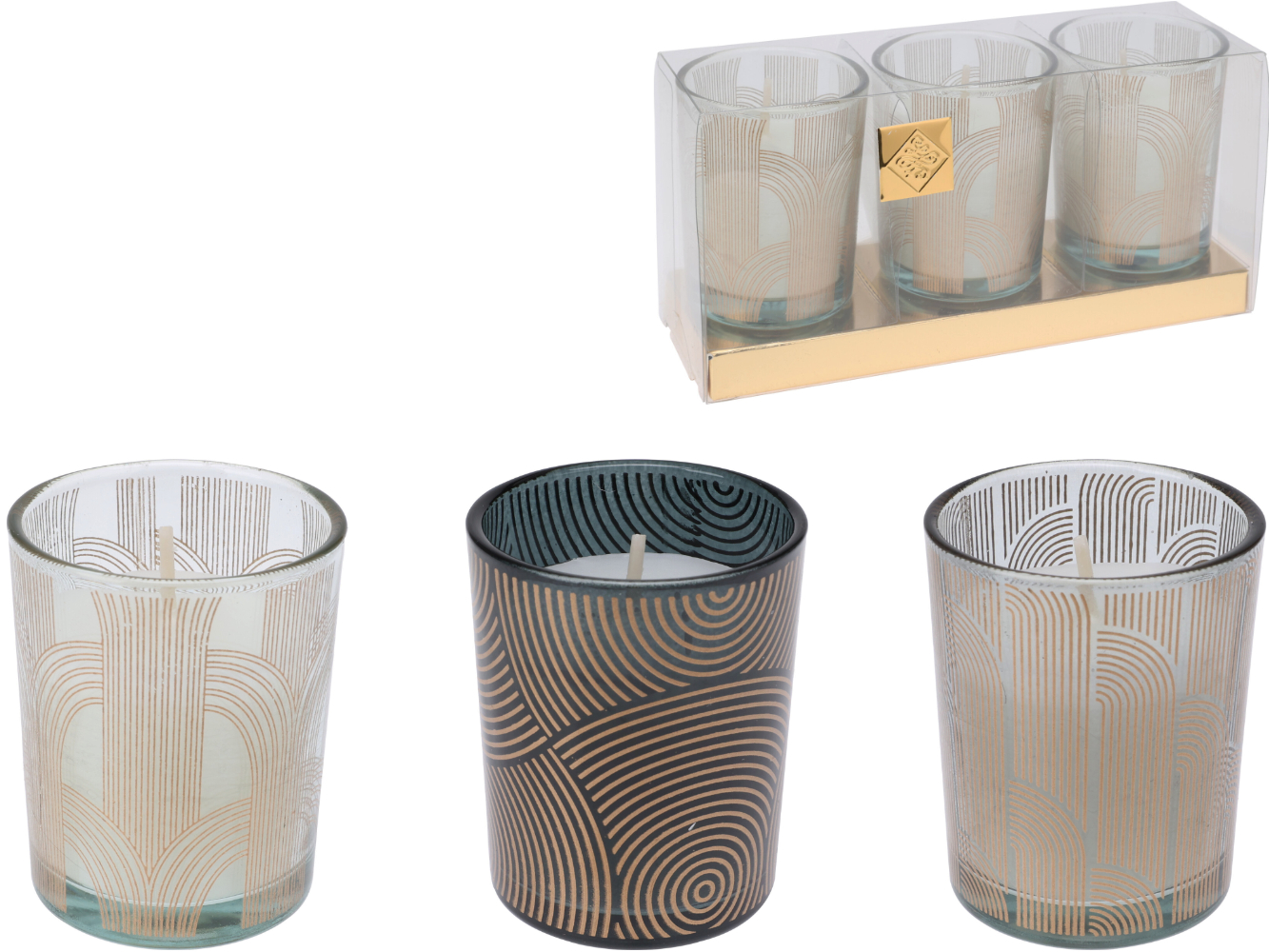 Duftkerze, Aromakerze 3er Set im Glas, in exklusiver dekorativer Verpackung