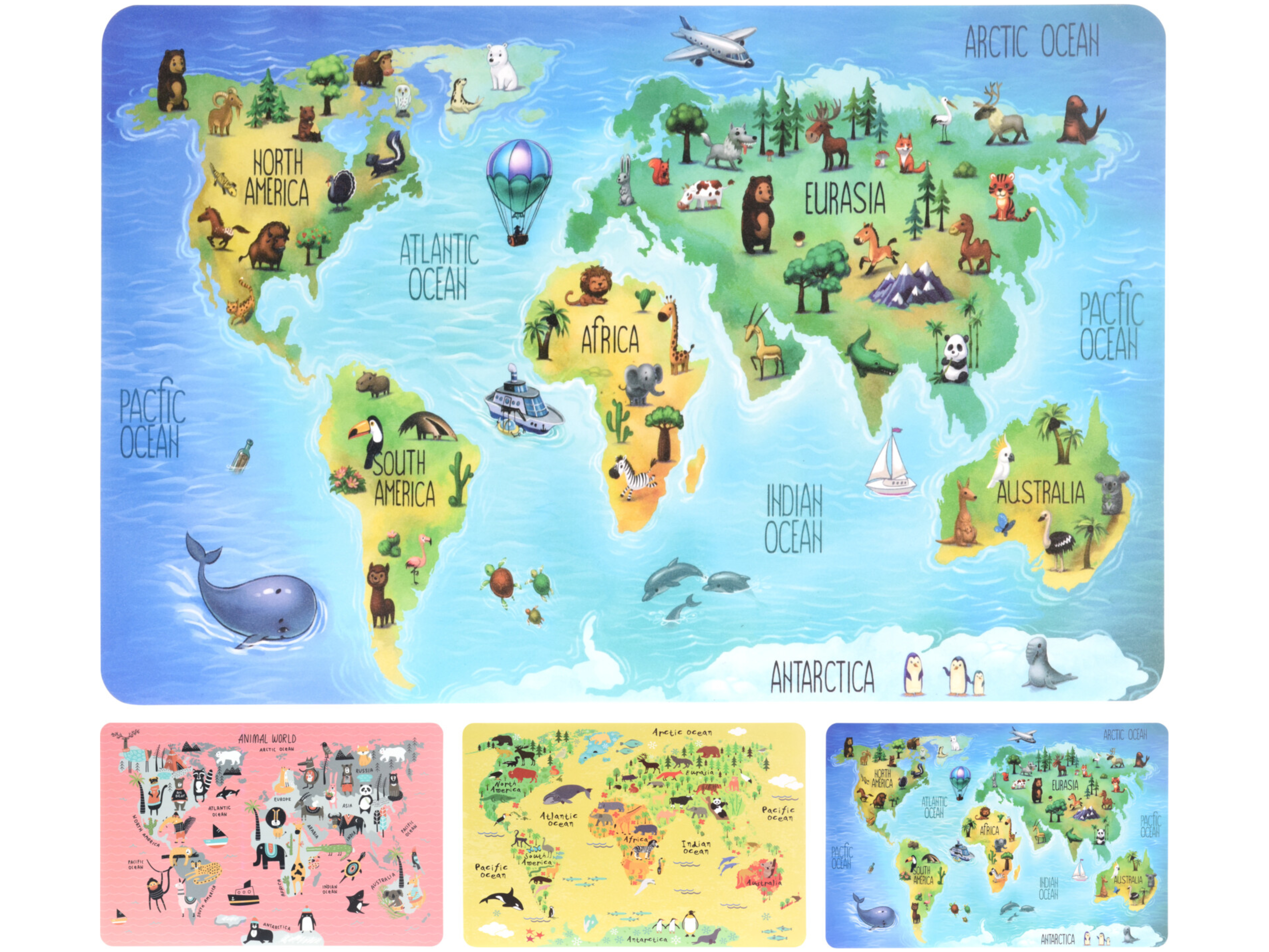 Tischset, Platzset, Platzdeckchen Weltkarte für Kinder