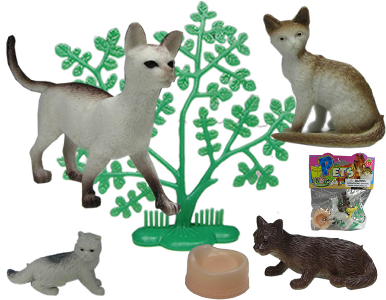Tiere Katzen mit Zubehör 6 teilig mehrfach Grosshandel Handelshaus