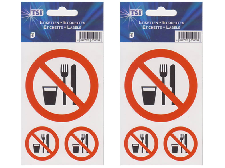 Etiketten Essen und Trinken verboten