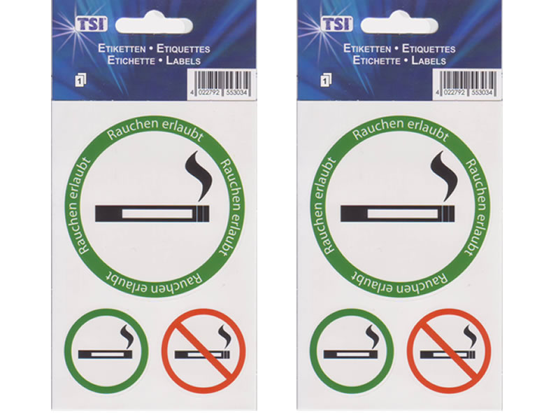 Etiketten Rauchen erlaubt / Rauchen verboten