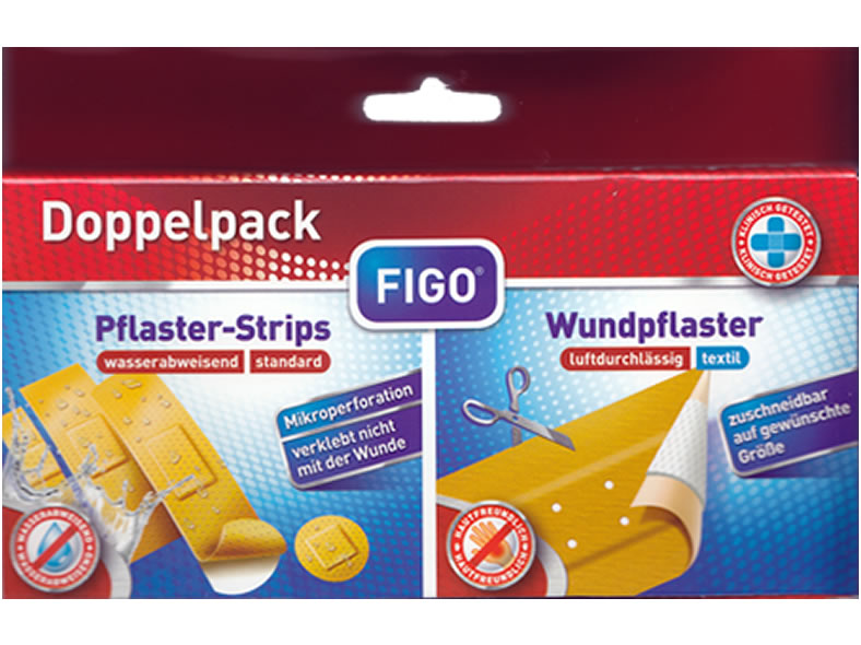 FIGO Pflaster Doppelpack Wundpflaster textil + Plaster-Strips standard