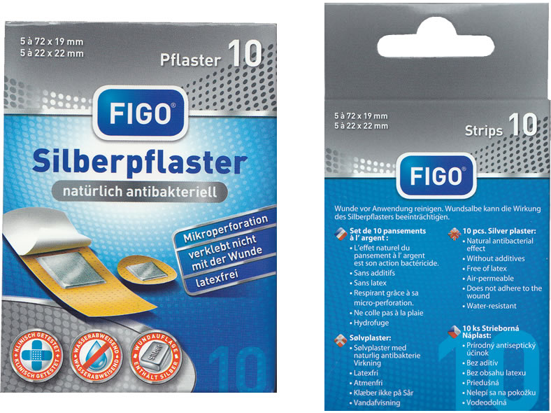 FIGO Silberpflaster natürlich antibakteriell 10er Pack