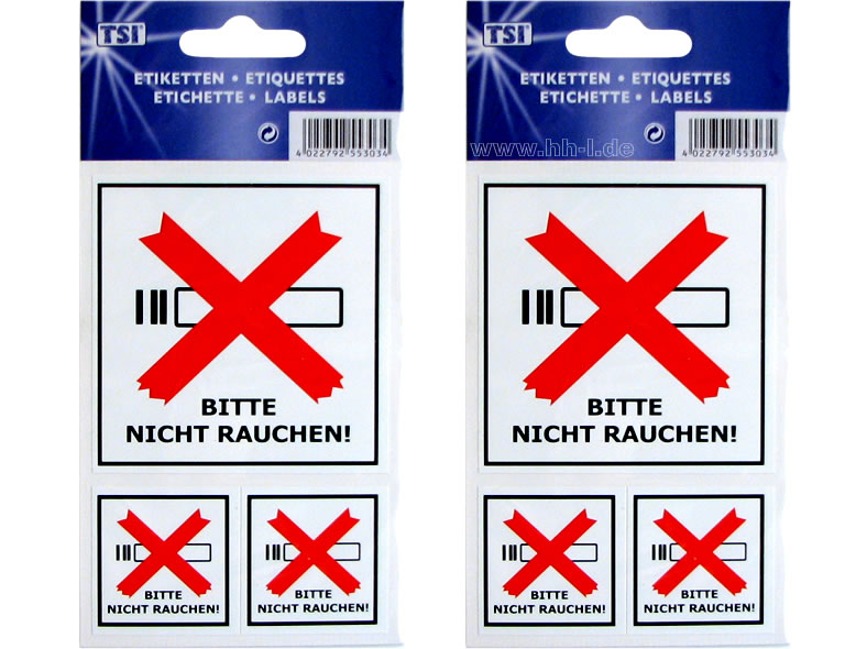 Etiketten selbstklebend, BITTE NICHT RAUCHEN