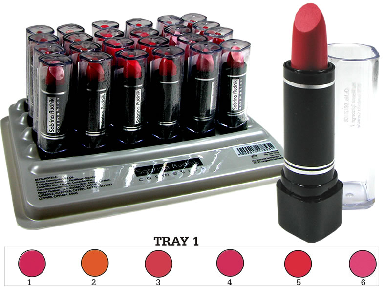 Lippenstift F10 Tray 01 im 24er Display sortiert