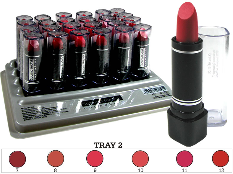 Lippenstift F10 Tray 02 im 24er Display sortiert