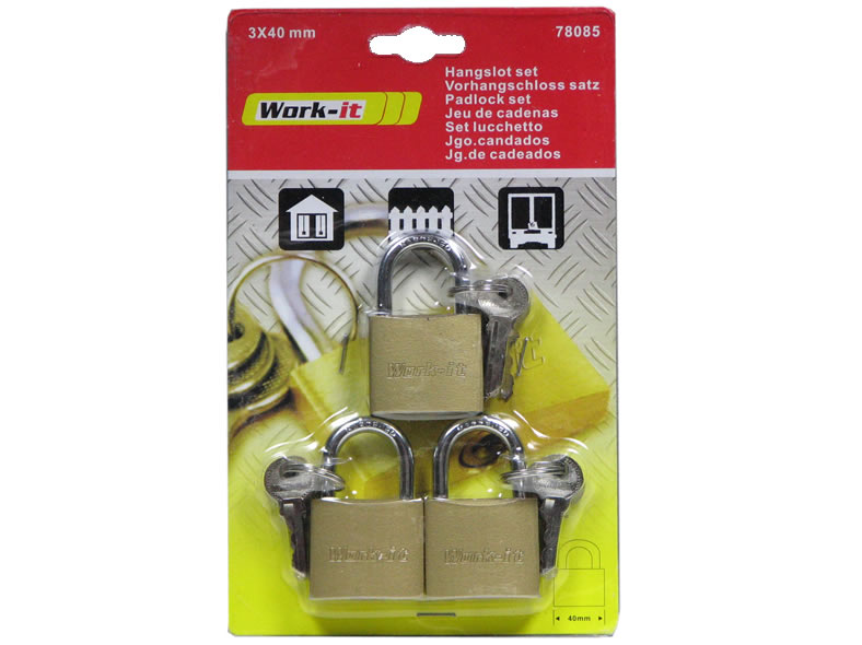 Vorhängeschloss 40 mm 3er Pack GLEICHSCHLIESSEND