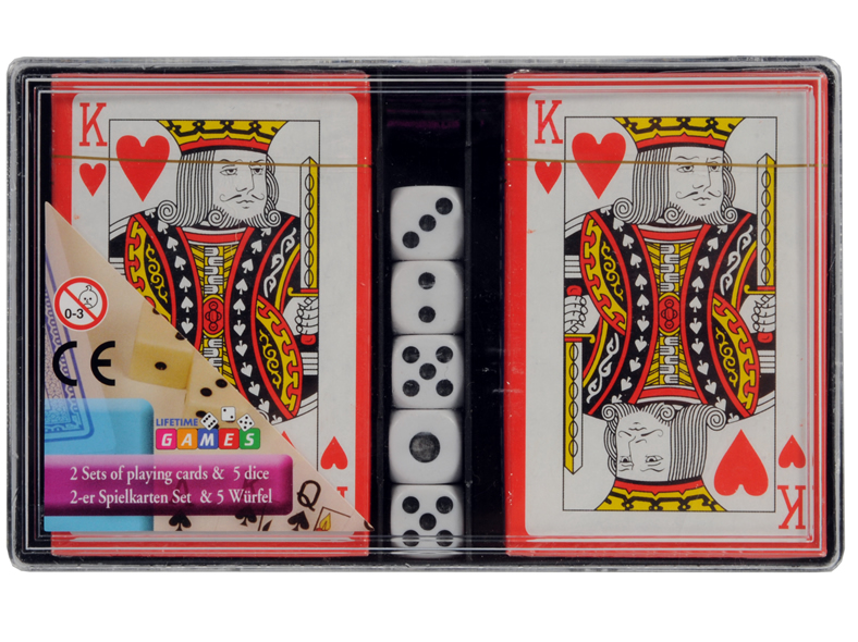 Spielkarten 2x 52 Blatt + 4 Joker + 5 Würfel