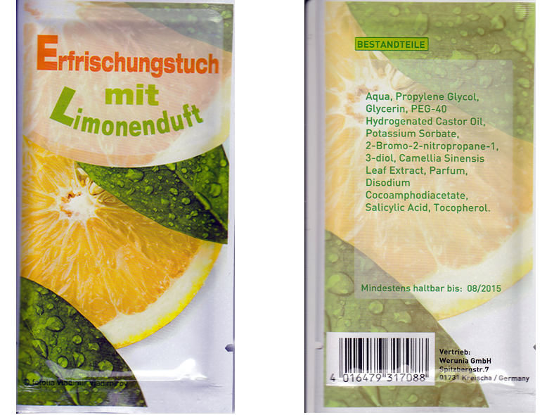 Erfrischungstücher aus Vlies Duft Limone