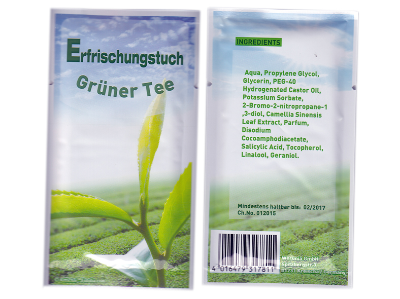 Erfrischungstücher aus Vlies Duft Grüner Tee