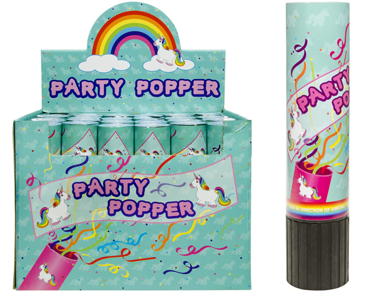 Konfettiwerfer, Party Popper Einhorn im 24 er Display