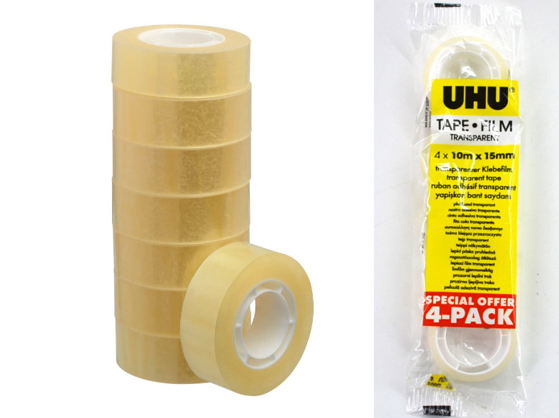 UHU Klebeband Tape 4er Set 15 mm x 10 m transparent