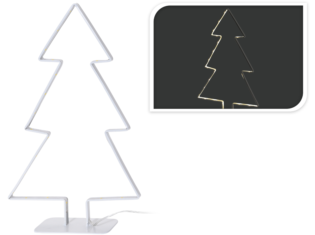 LED Weihnachtsbaum m. 30 LED, weiß Metall