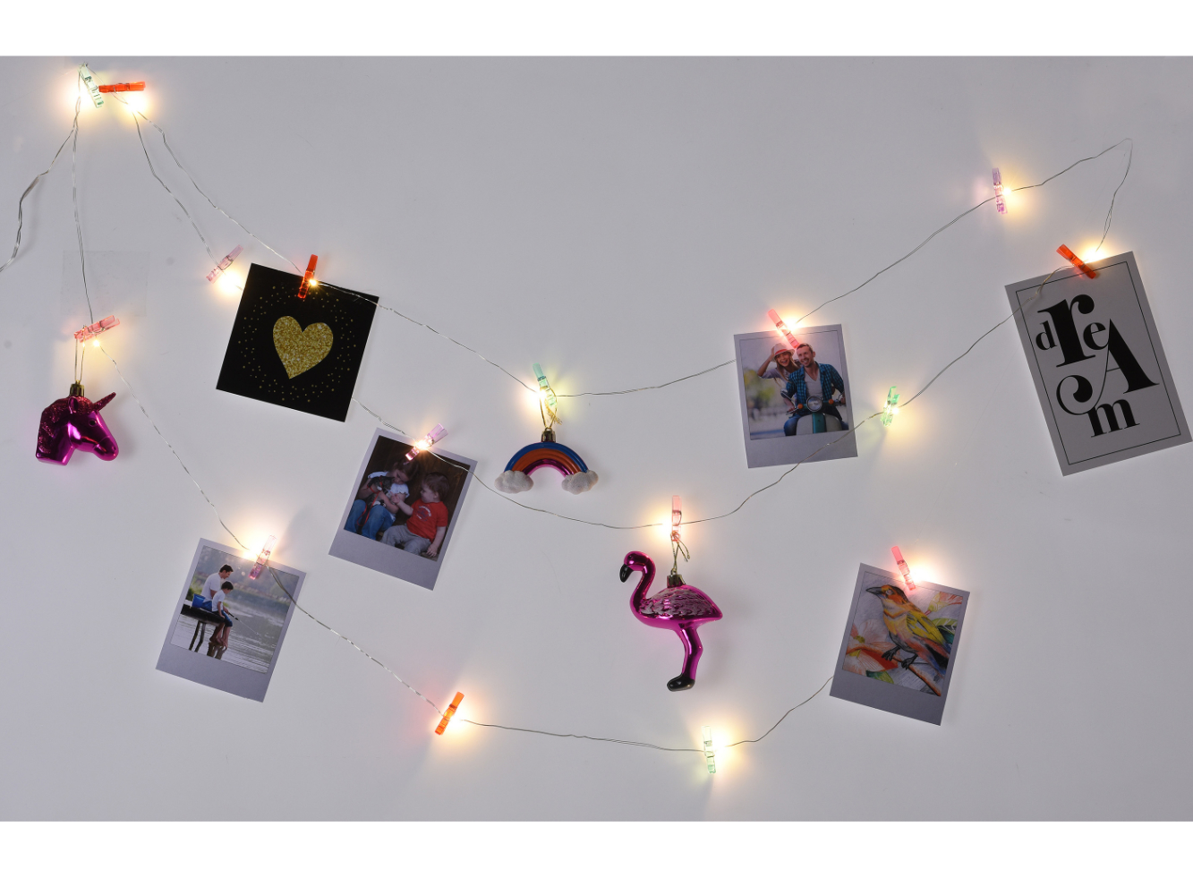 LED Fotoclip Girlande Lichterkette, 16 LED Clips