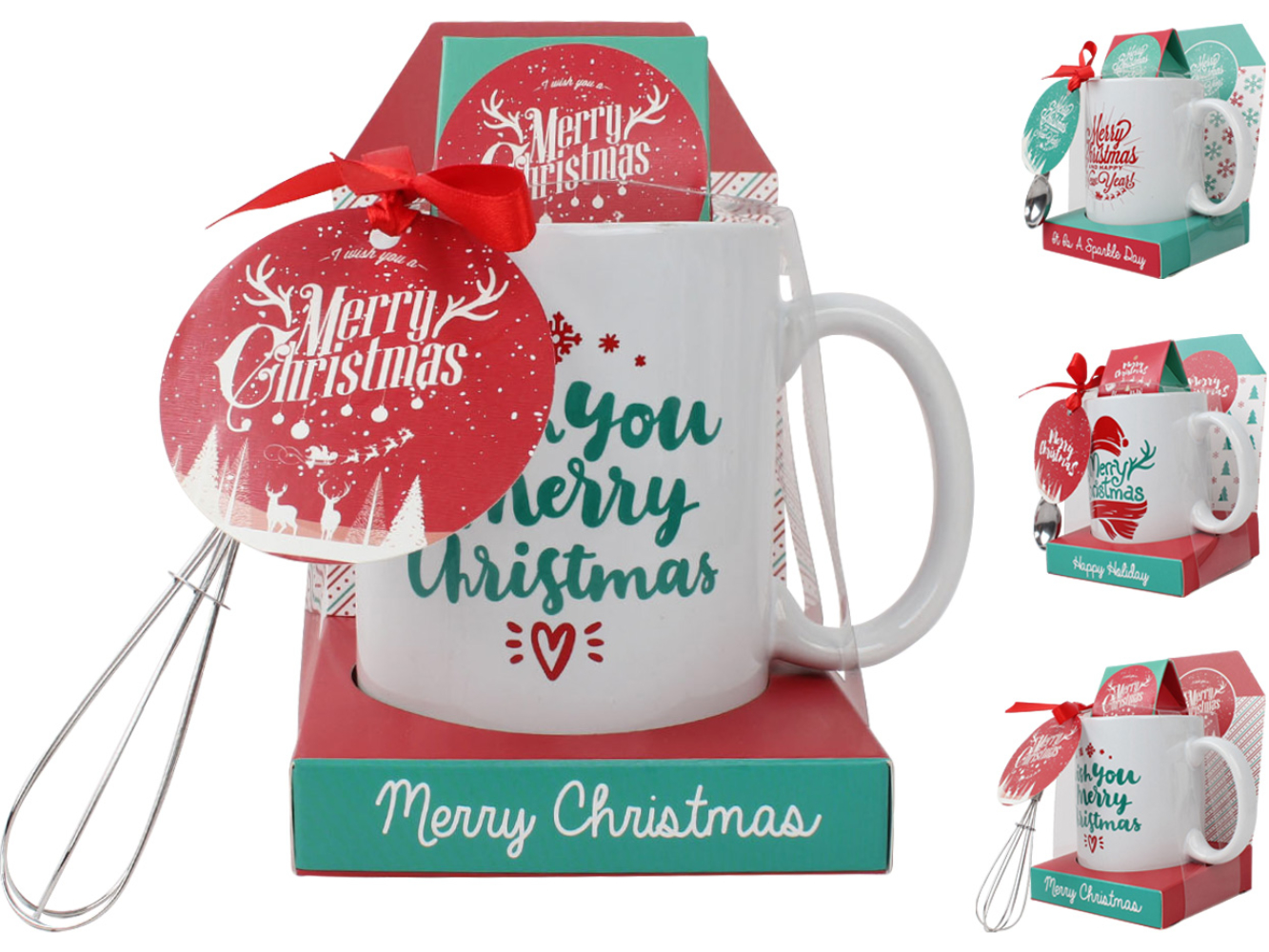 Geschenk-Set Tasse mit Tee/Schokolade & Löffel Merry Christmas