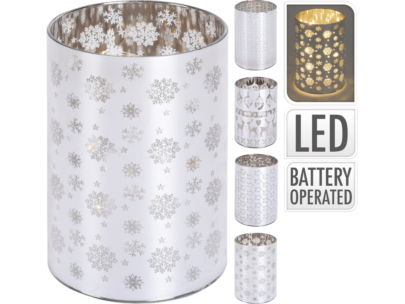 LED Teelichtglas / Teelichhalter mit integrierter Drahtlichterkette