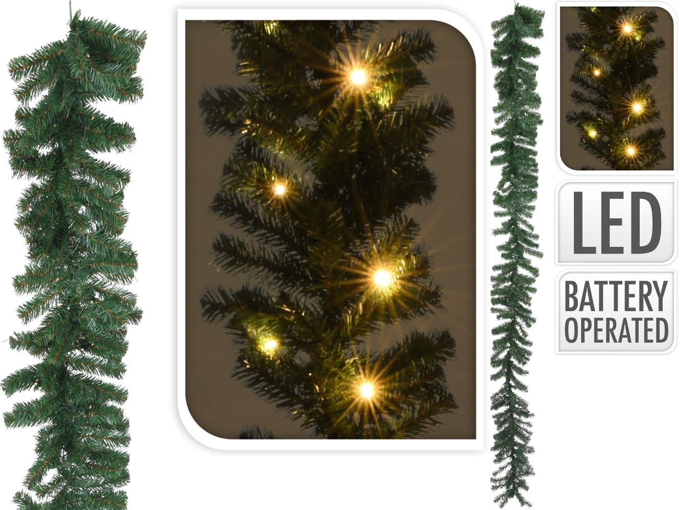 Girlande Weihnachten 270 cm, mit 35 LED & TIMER