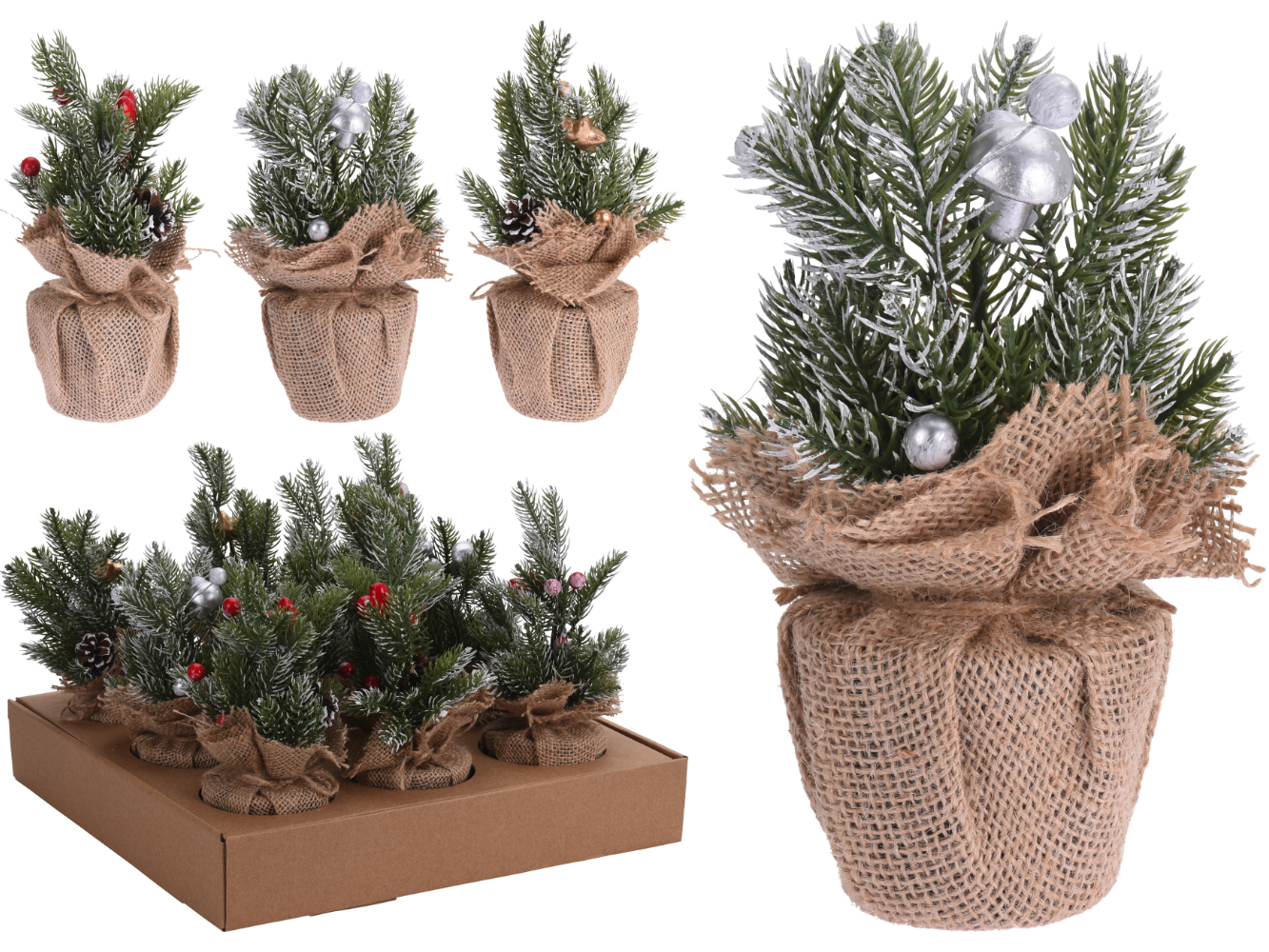 Gesteck, Pflanze Jute-Topf Deko im Weihnachts-