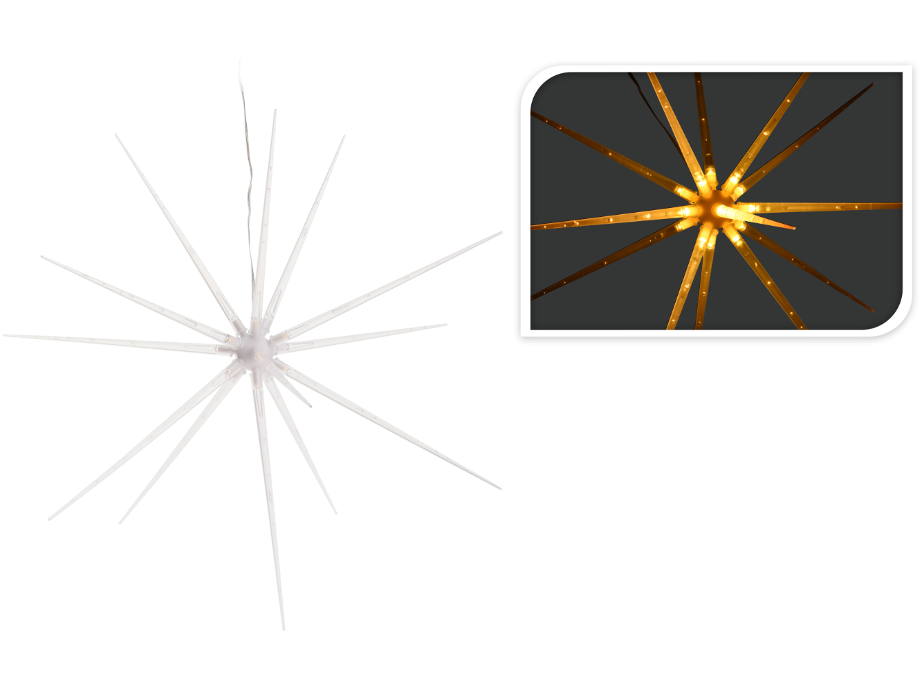 LED Stern m. 8 Leuchtfunktionen, warm-weiß für Innen, 14 LED`s