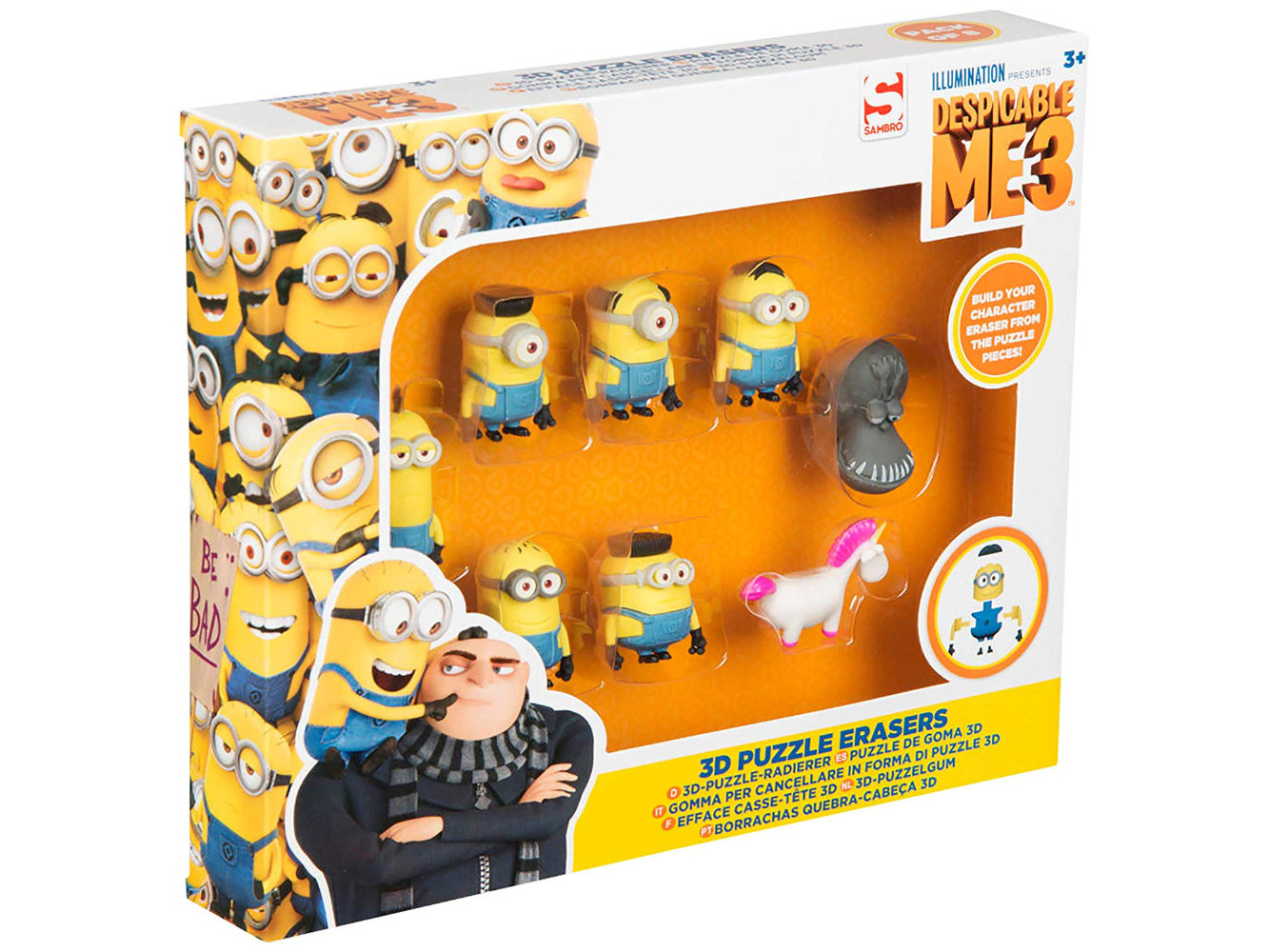 Despicable Me3, 8 Puzzle Radierer, Mehrfarbig