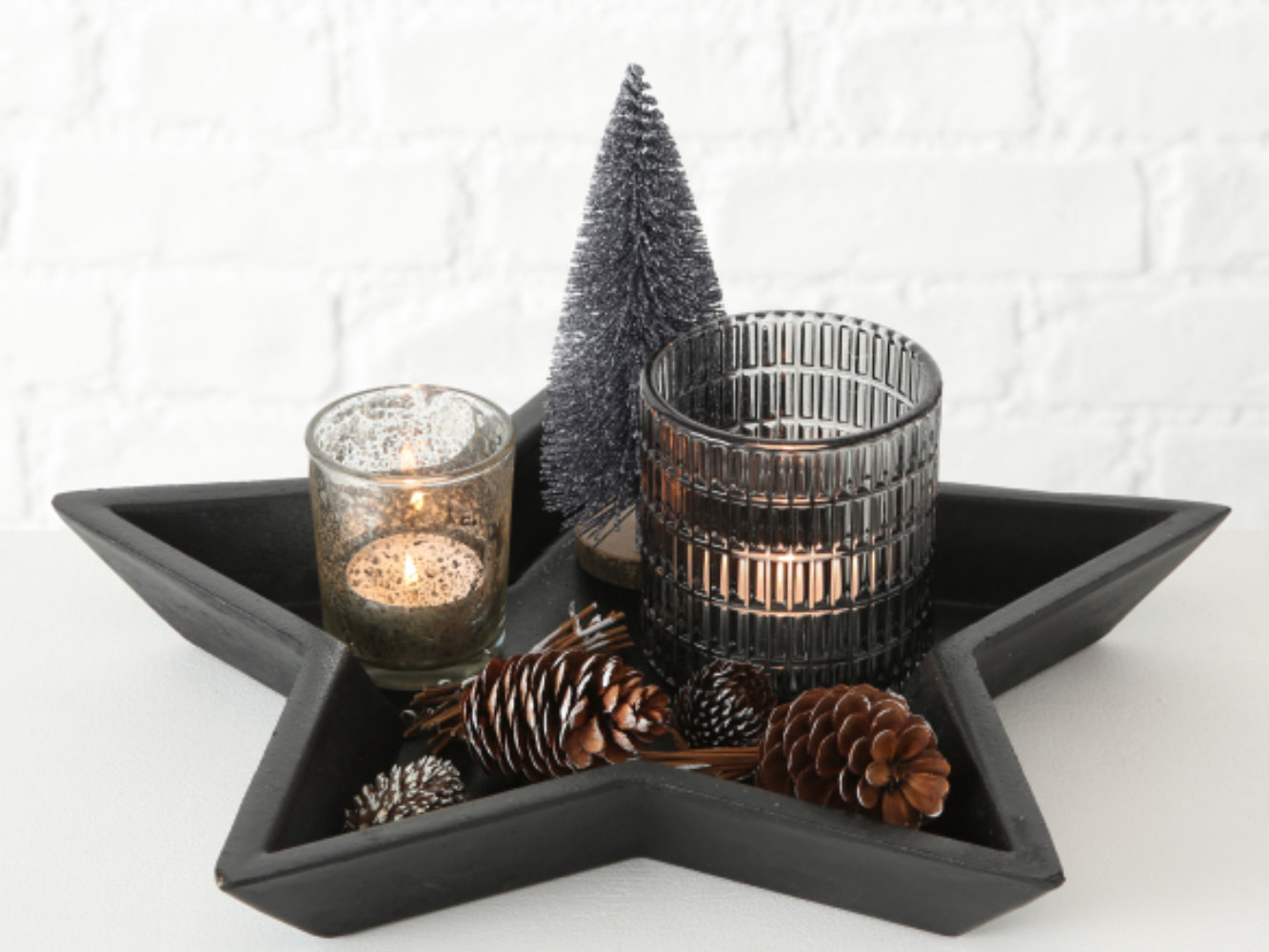 Deko Advents Teller Holz mit Teelicht und Weihnachtsdeko | Dekoteller