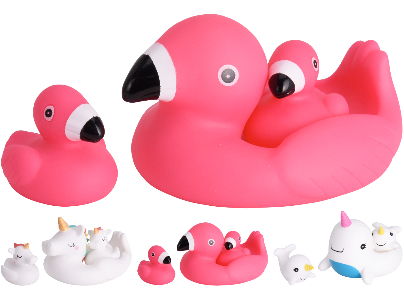 Badeenten, Badespielzeug Flamingo, Einhorn - 3er Set