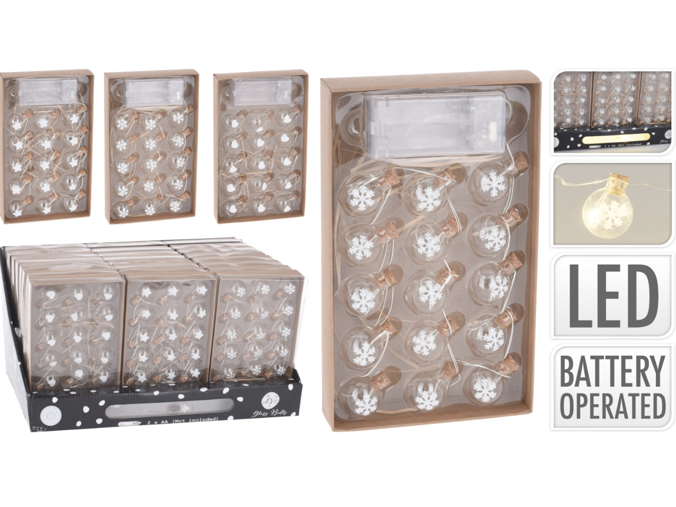 Mini Lichterkette, Draht-Girlande m. 15 LED`s, warm-weiß, 3-fach sortiert