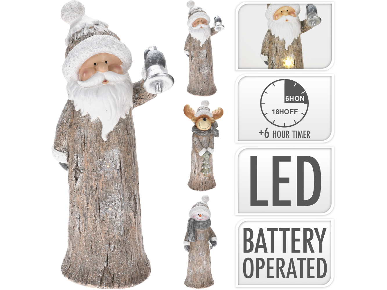 LED Deko Weihnachtsfiguren  m. warm-weißen LED`s & TIMER