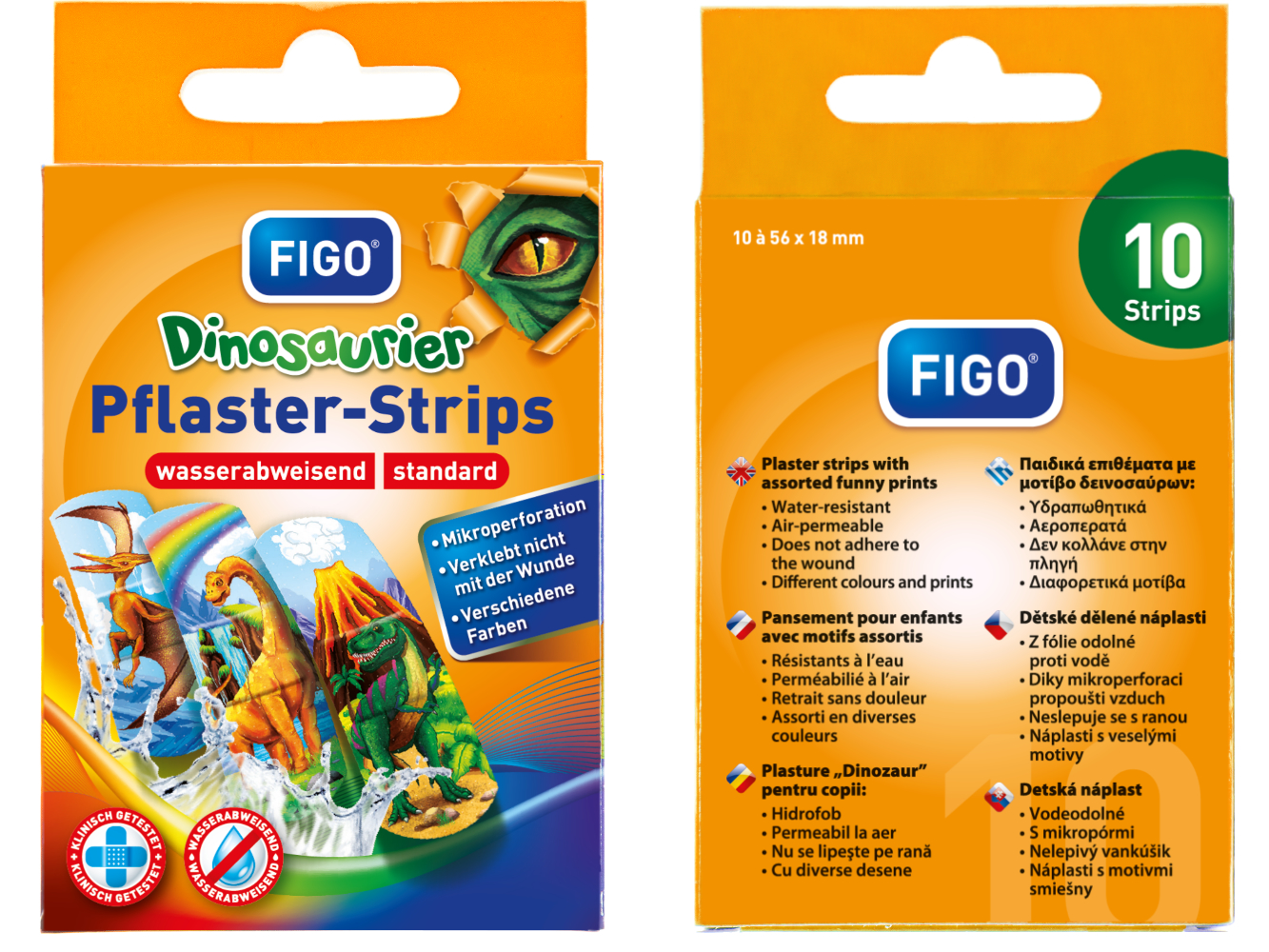 FIGO Pflaster-Strips 10-teilig für Kinder 56x18 mm / Kinderpflaster