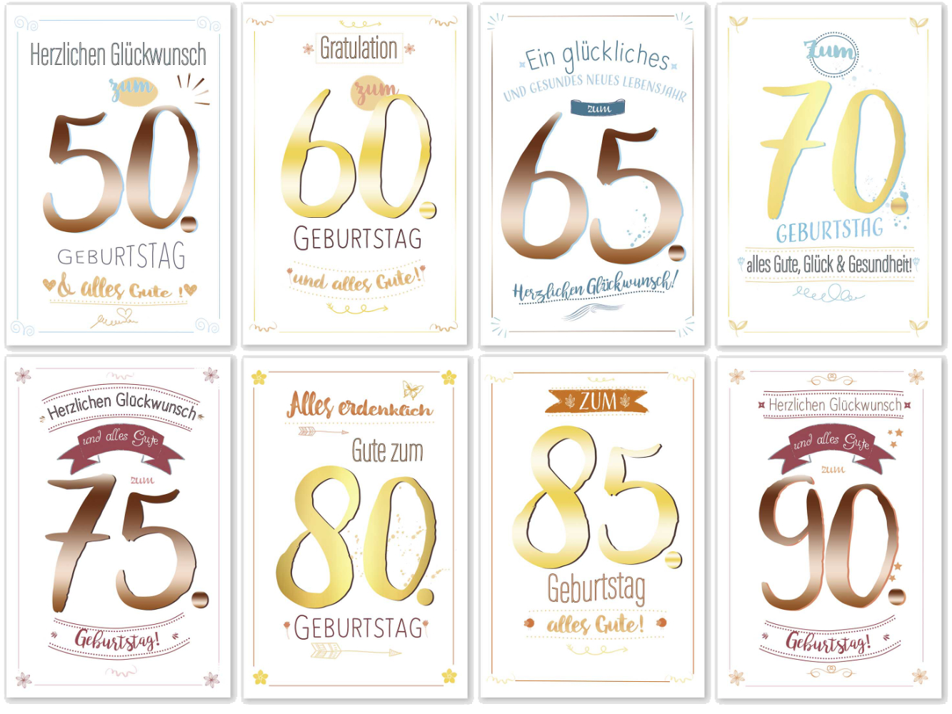 Geburtstags-Karte Zahlengeburtstag m. Gold/Silberdruck - Premium Line