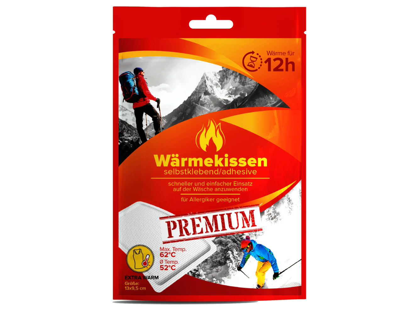 Wärmekissen PREMIUM, Wirkung hält bis zu 12 Stunden an, 10x13 cm