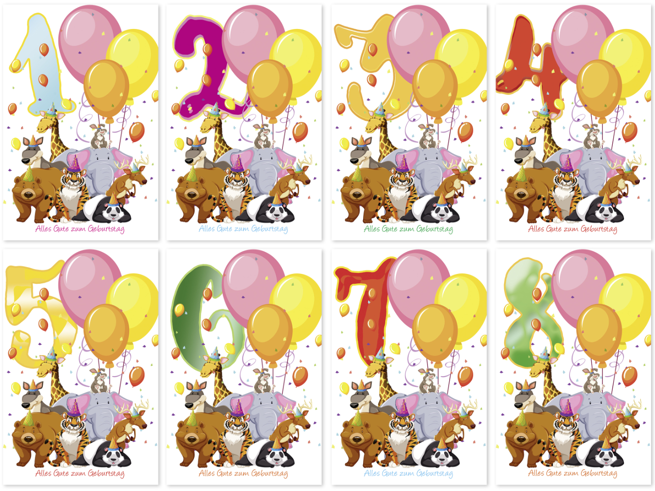 Geburtstags-Karte Kinder Zahlengeburtstag