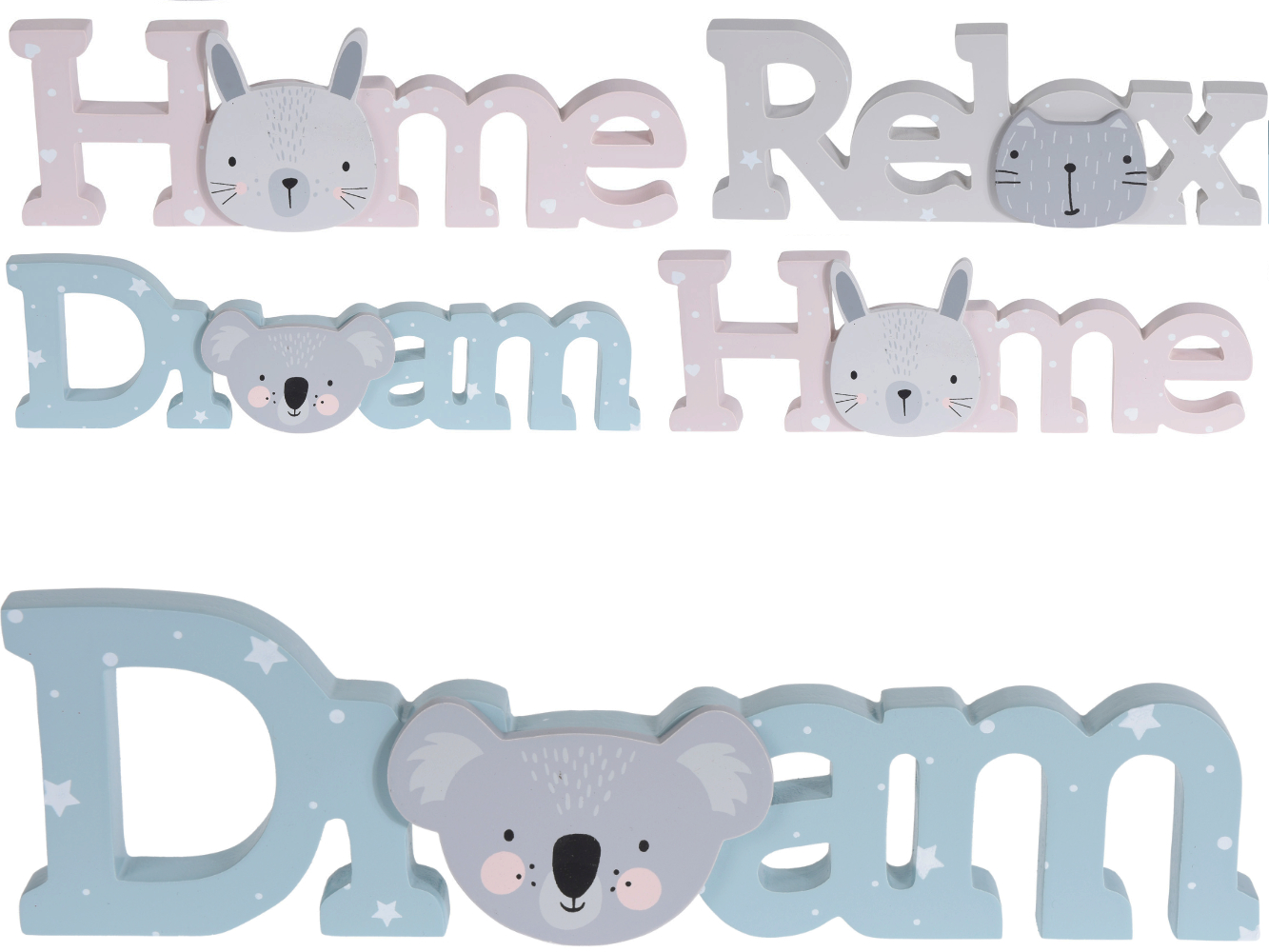 Kinderzimmer Deko-Schild Dream, Home, Relax