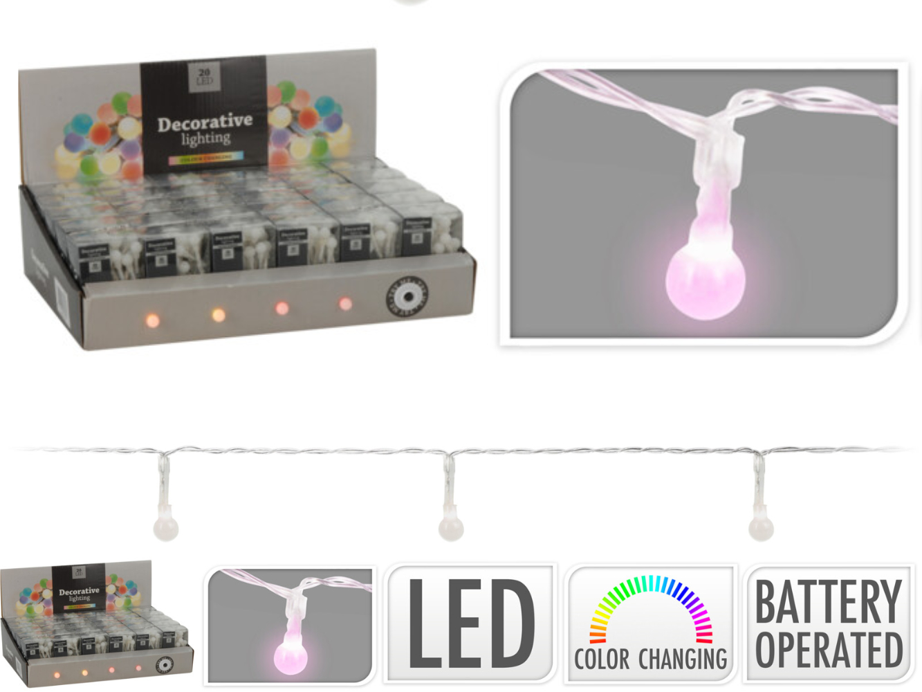 Partybeleuchtung Lichterkette mit 20 LED & Farbwechsel