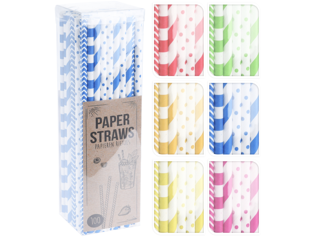 Trinkhalme / Strohhalme Papier 100er-Pack, Länge 20,0 cm