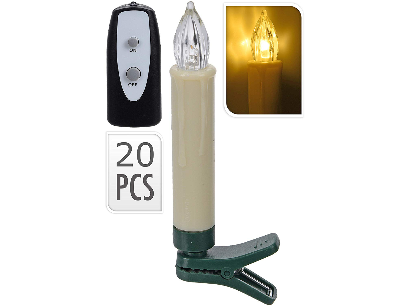 Lichterkette, Weihnachtsbaumkerzen drahtlos Wireless, 10 Kerzen (ca. 10 cm), warmweiß