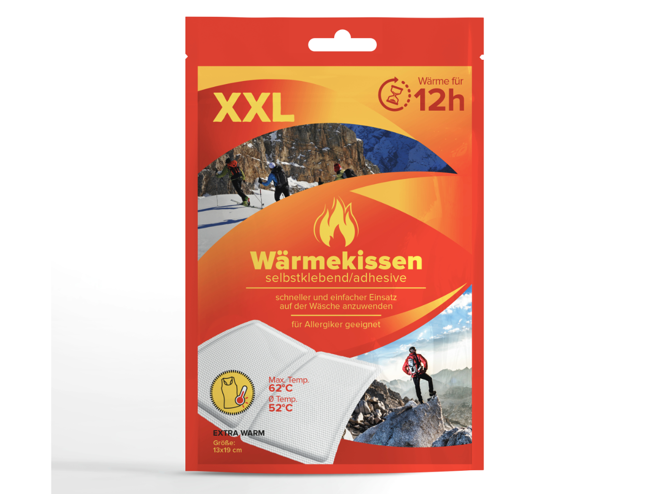 Wärmekissen PREMIUM, Wirkung hält bis zu 12 Stunden an, 13x19 cm