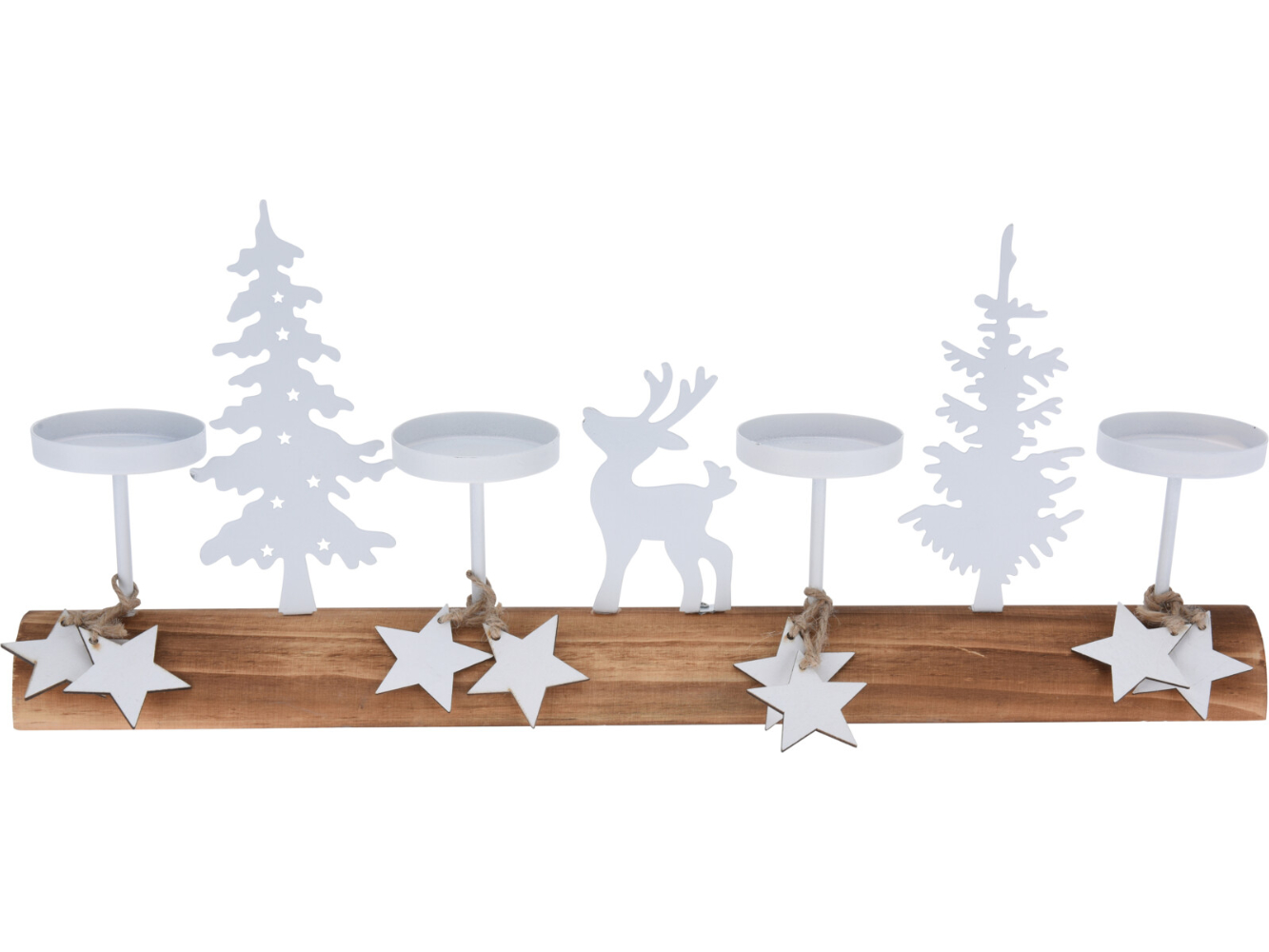 Teelichthalter Holz mit Metall-Figuren