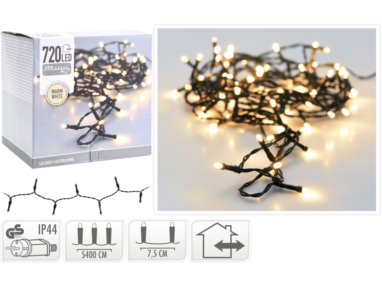 Lichterkette 720 LED, warmweiß für aussen