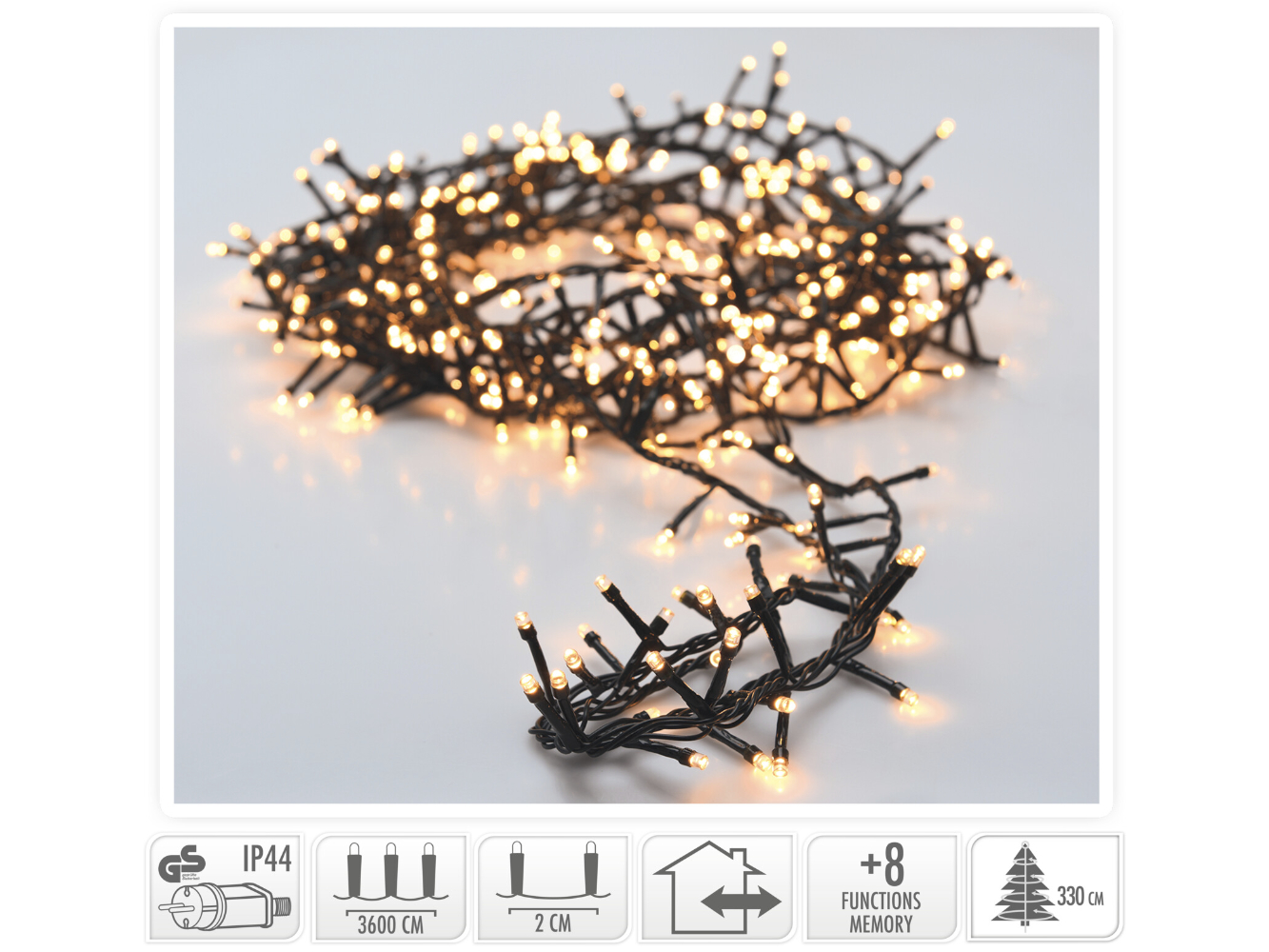 Micro-Cluster Lichterkette, extra warmweiß für Aussen, 1800 LED