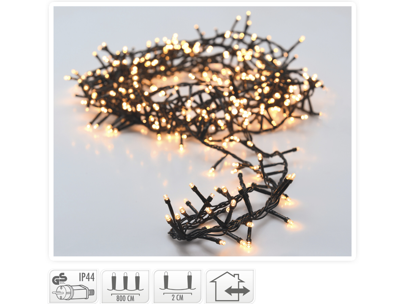 Micro-Cluster Lichterkette warmweiß für Aussen, 400 LED mit Timer und 8 Funktionen