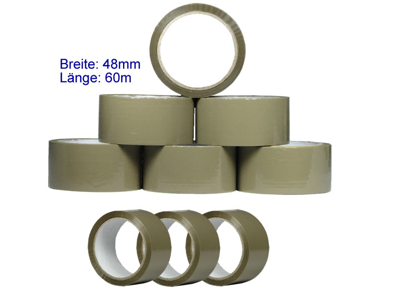 Paketband, Klebeband braun, 48 mm breit, 60 m Rolle